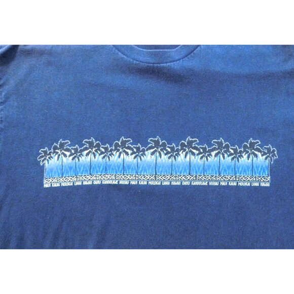 Hawaiian Palms Tee Shirt Men’s XL Navy Blue 100% Cotton Casual by Sundog - Picture 6 of 8